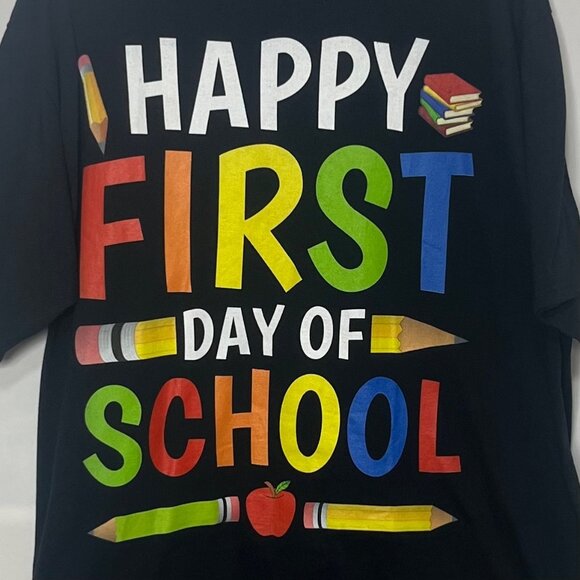 Happy First Day Of School Tshirt Mens XL Black New Port & Company - Picture 5 of 9